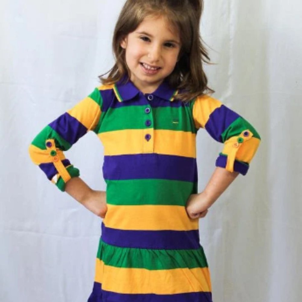 Mardi Gras Girls Rugby Dress In Purple/Green/Gold